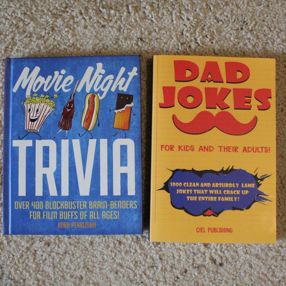 Hallmark Movie Night Trivia & Dad Jokes Book Bundle Set Blue Yellow Preppy